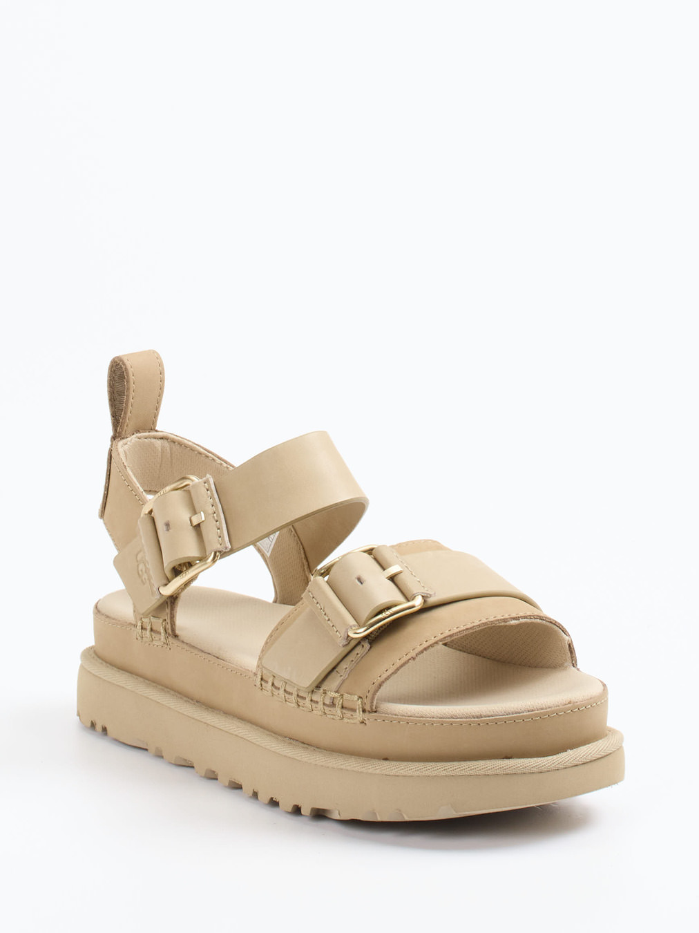 UGG – Plateau-Sandale aus Nubukleder Beige