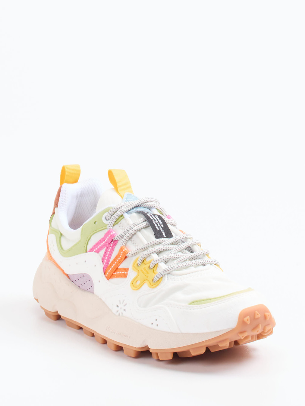 Flower Mountain – Sneaker aus Veloursleder und Textil Weiß