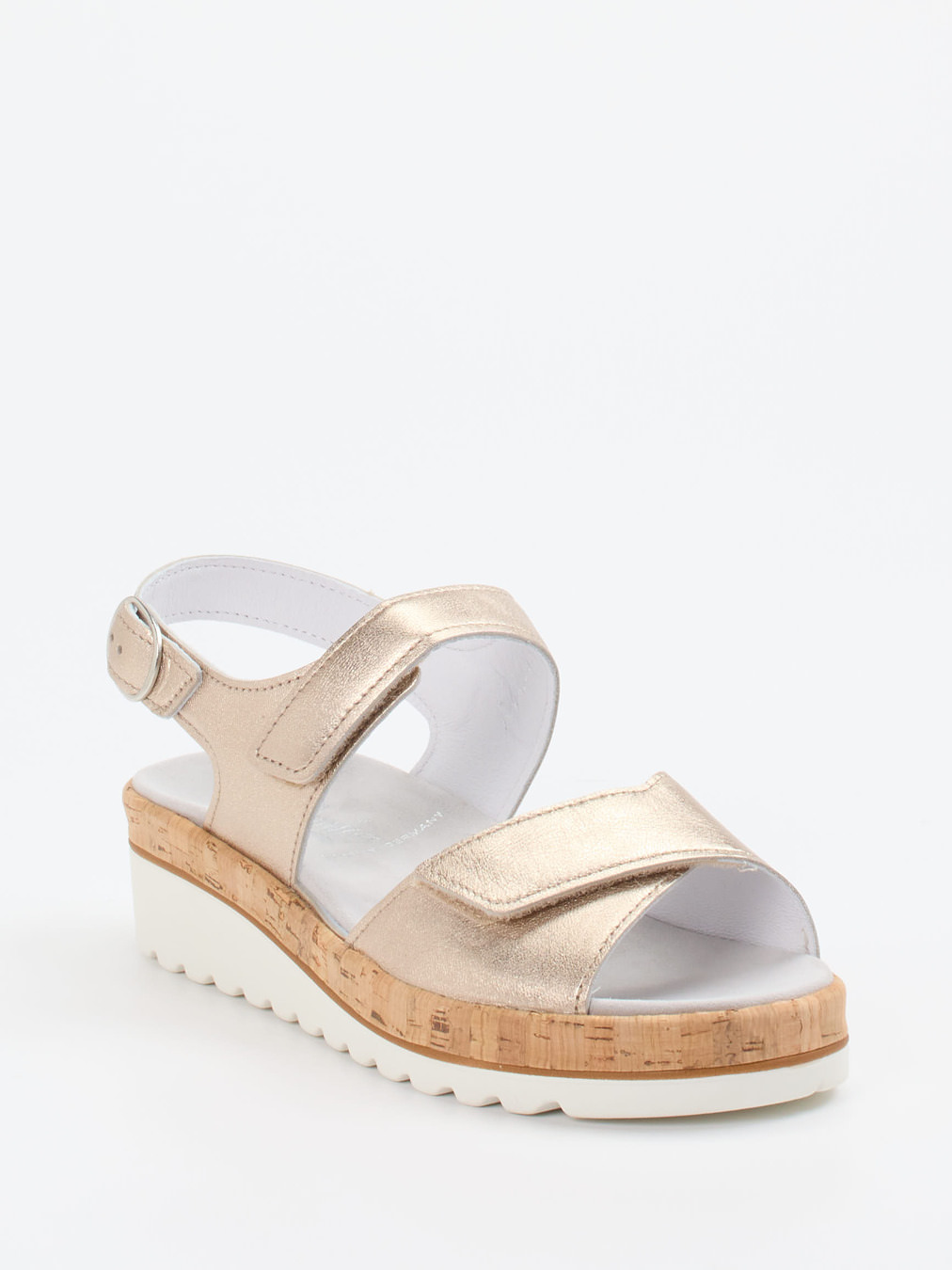 Semler – Komfortsandalen aus Metallicleder beige