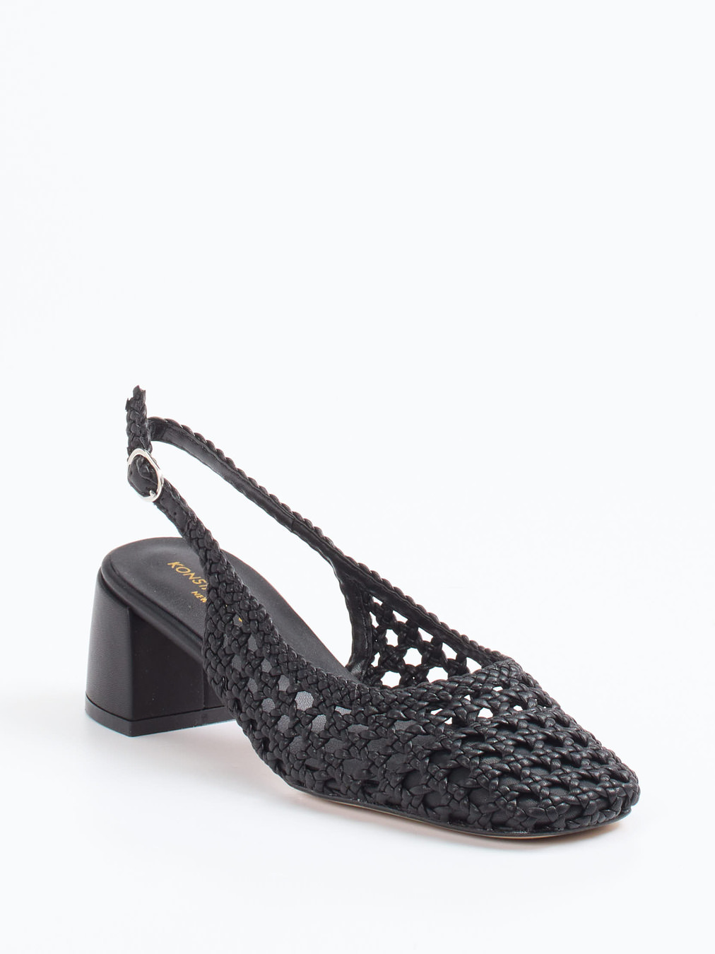 Konstantin Starke – Slingback-Pumps aus Flechtleder schwarz