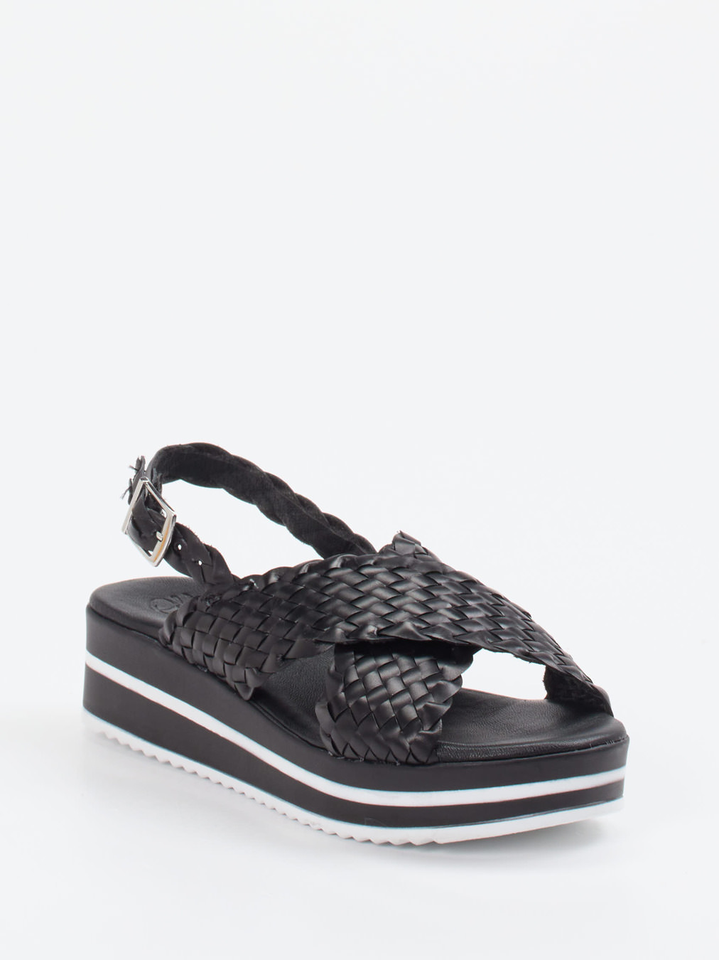 Oh!My Sandals – Plateau-Sandale aus Flechtleder Schwarz
