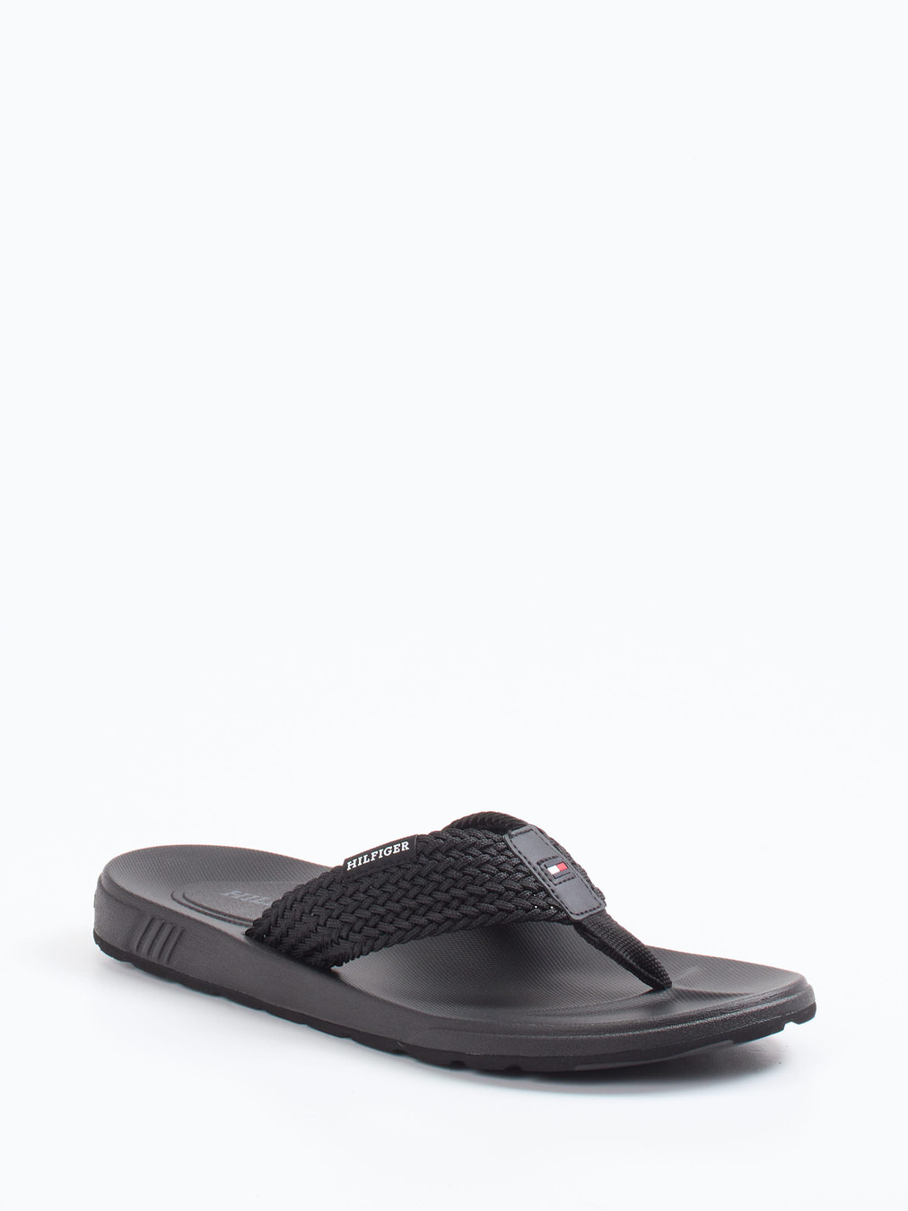 Tommy Hilfiger – Zehentrenner aus Textil in Schwarz