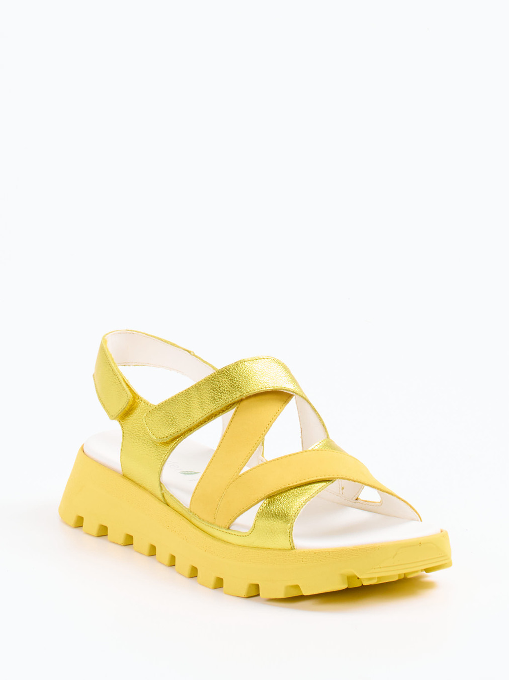 Waldläufer – Komfortsandalen aus Metallicleder gelb