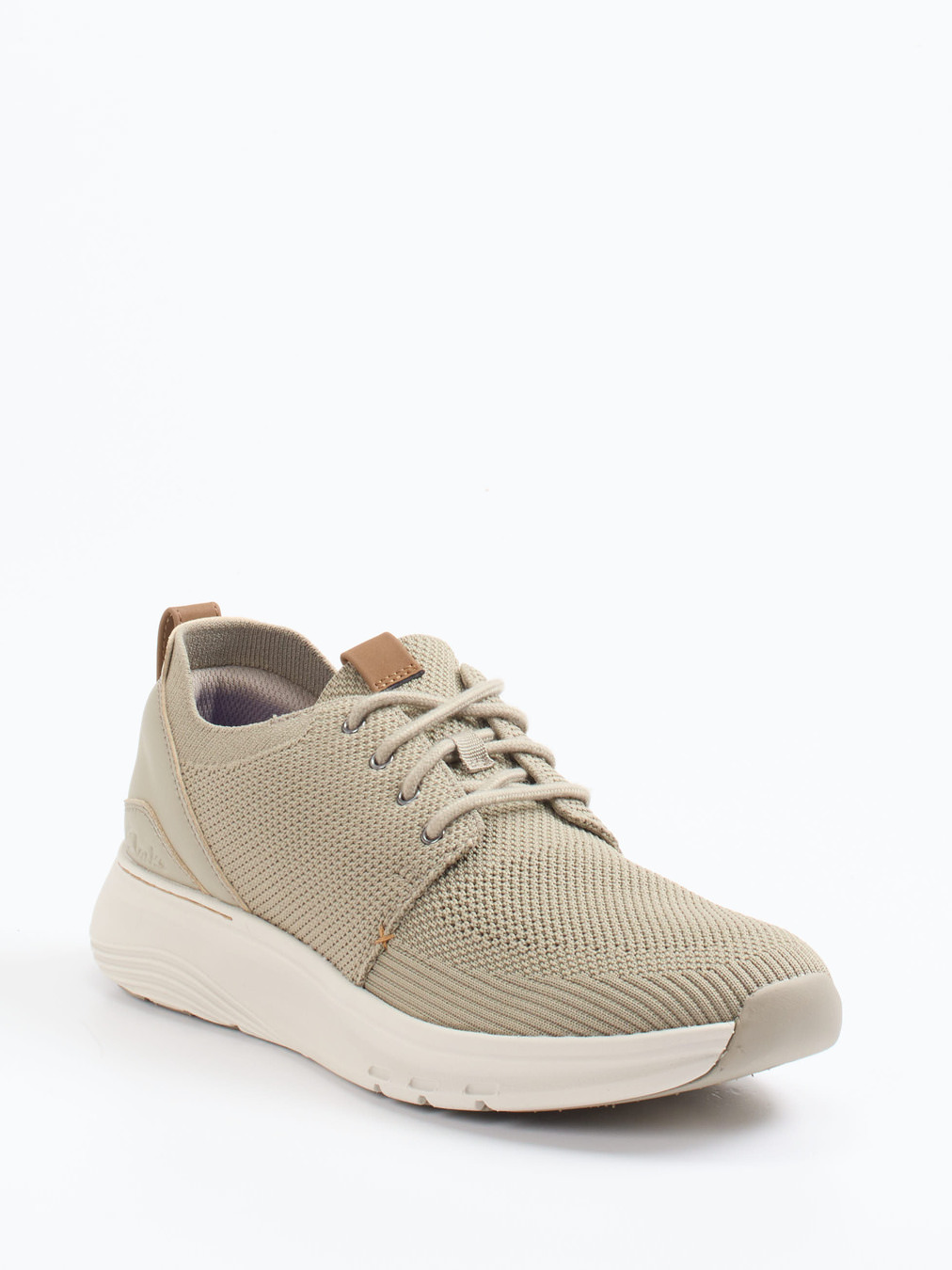 Clarks – Sneaker aus Stricktextil in Sandbeige