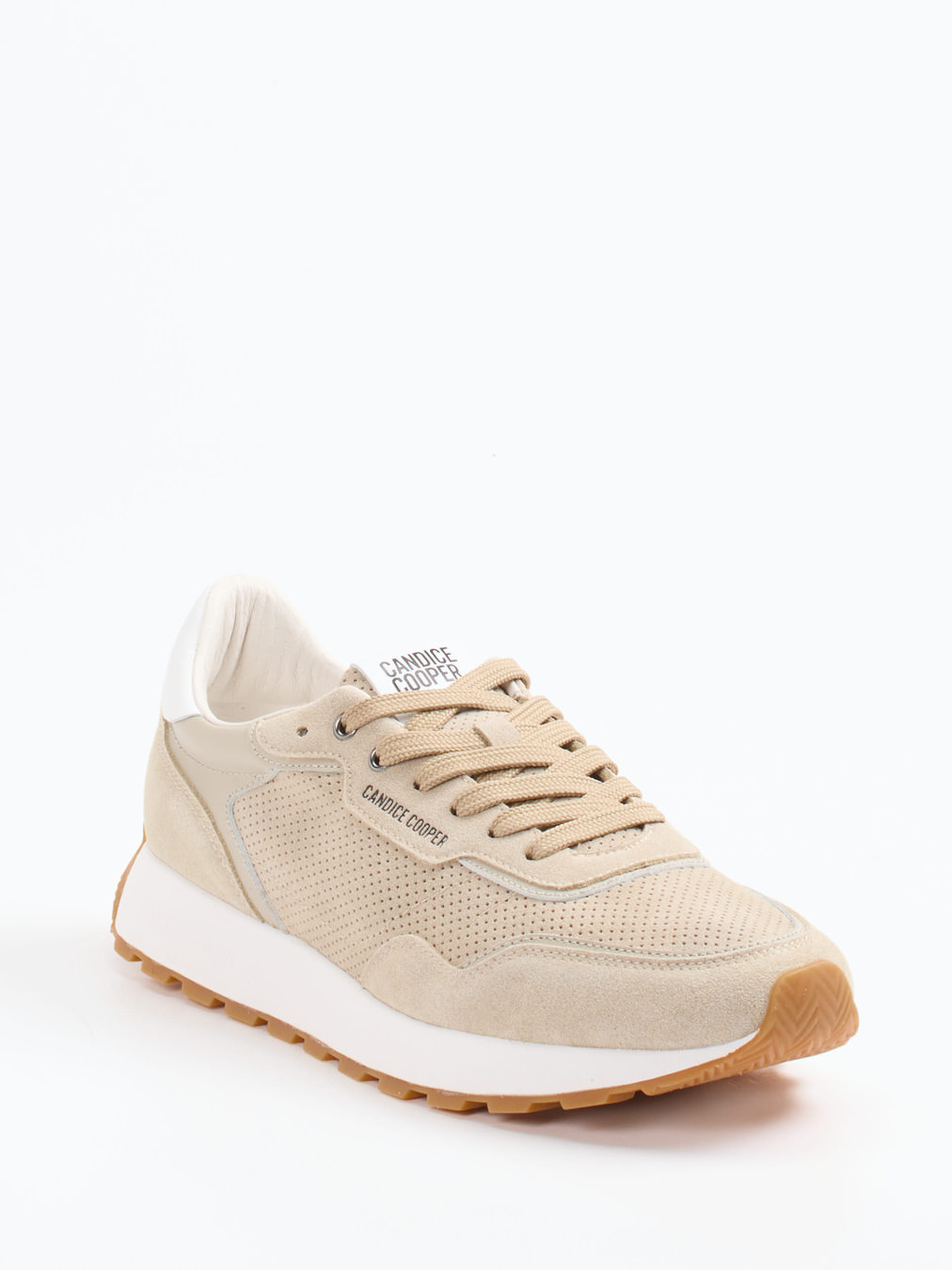 Candice Cooper – Sneaker aus Veloursleder beige