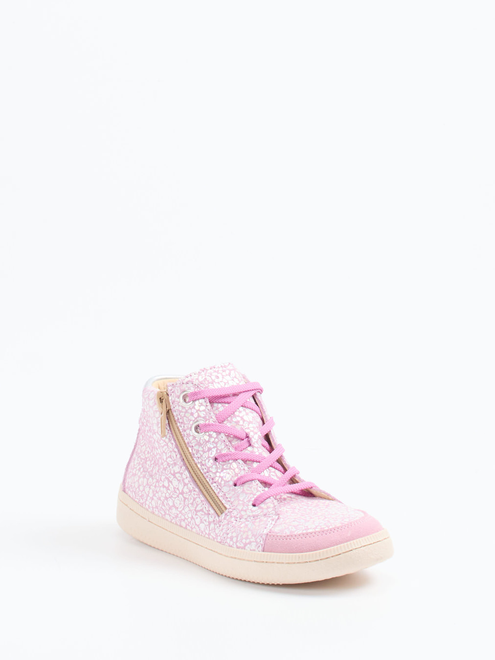 Däumling – High-Top Sneaker aus geprägtem Leder Rosa