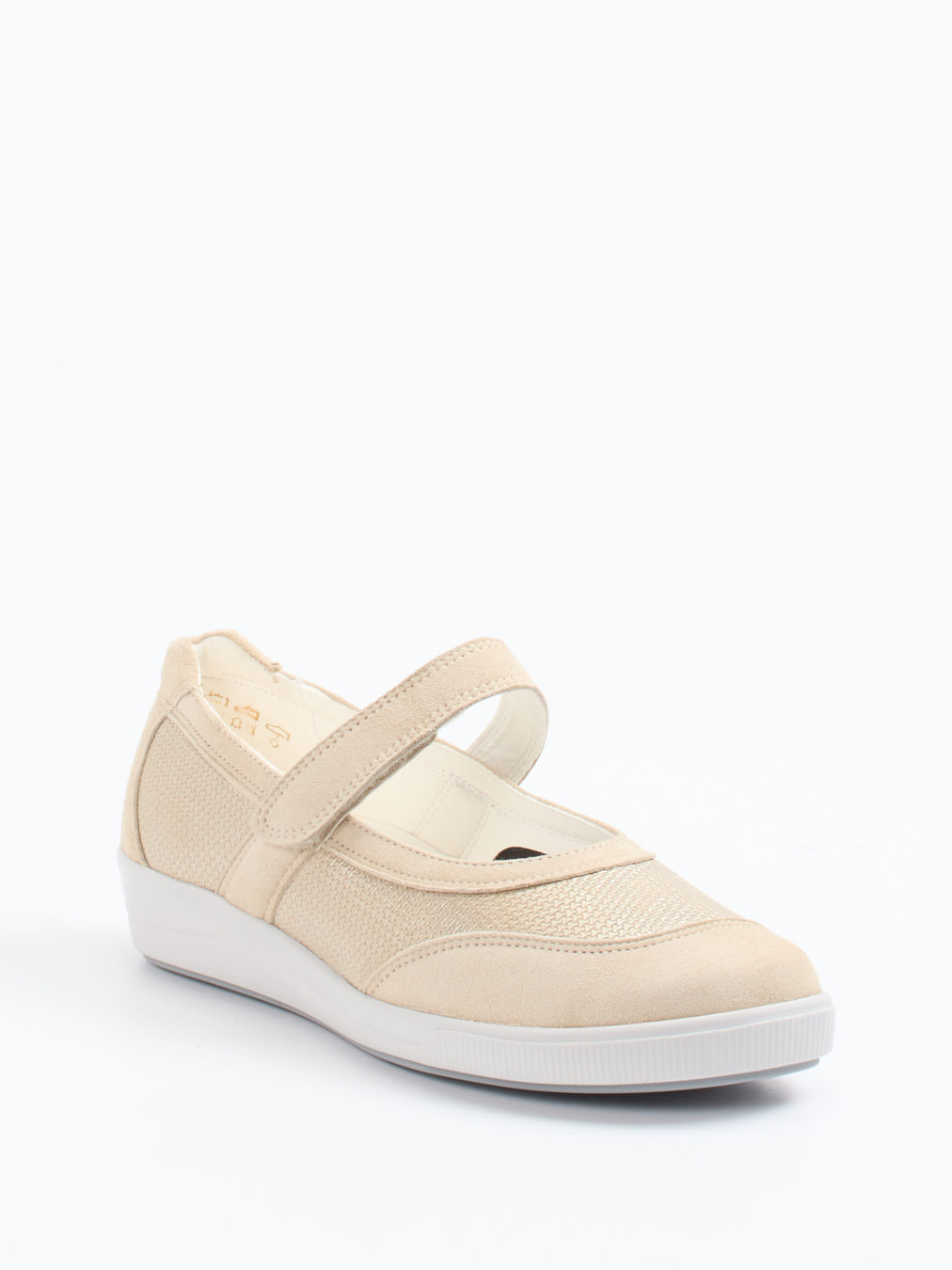 Christian Dietz – Mary Jane Sneaker aus Stretch und Veloursleder beige
