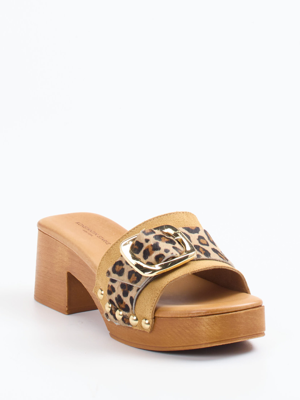 Konstantin Starke – Plateau-Mules aus Veloursleder Leoprint