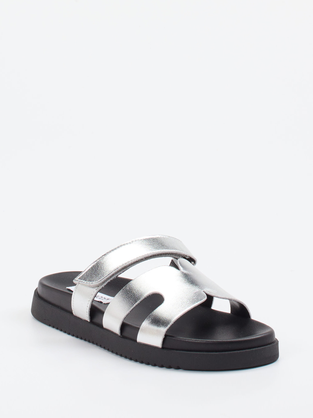 Steve Madden – Slides aus Synthetikleder in Silber