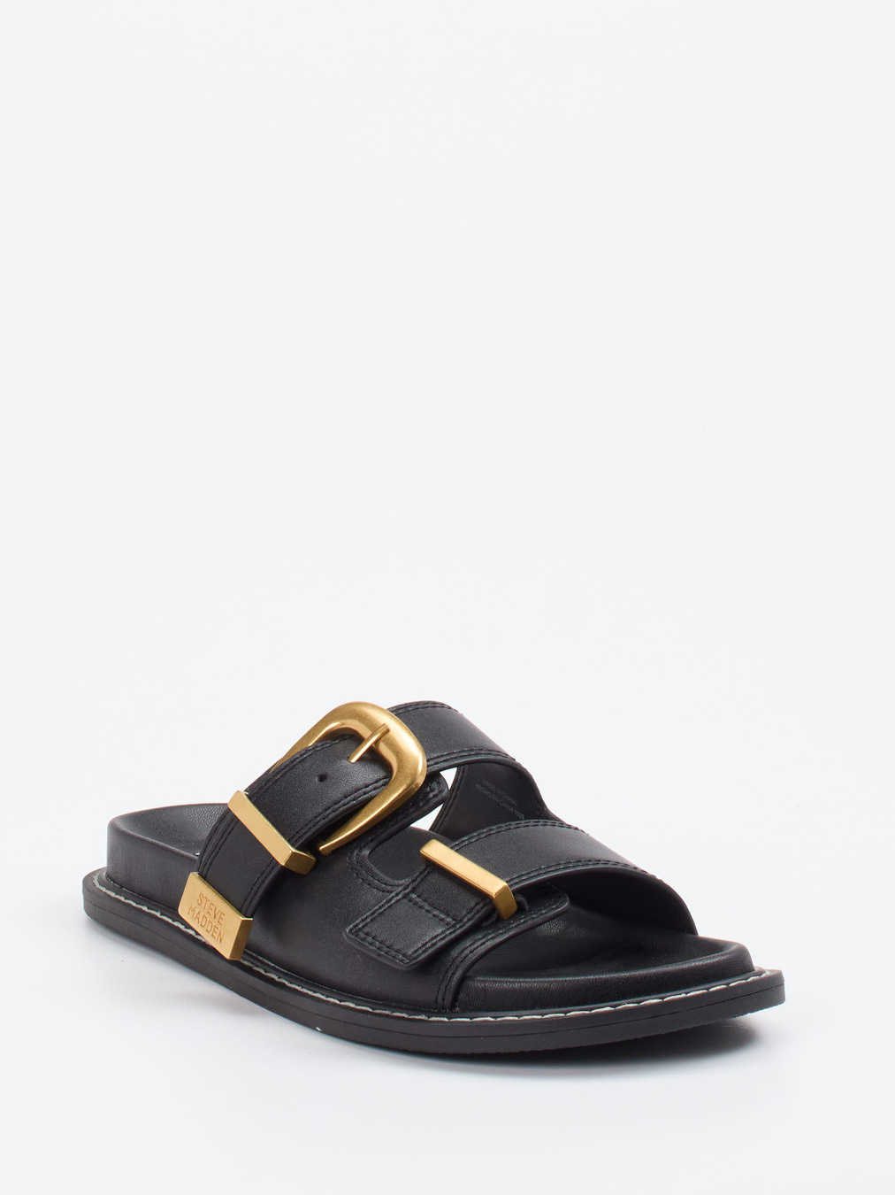 Steve Madden – Slides aus Synthetikleder Schwarz Gold