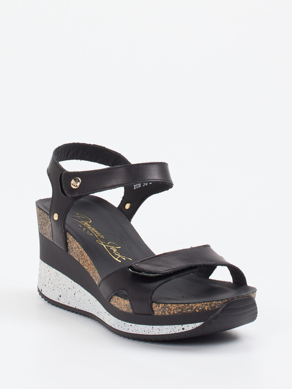 Panama Jack – Keilsandalette aus Lammleder schwarz