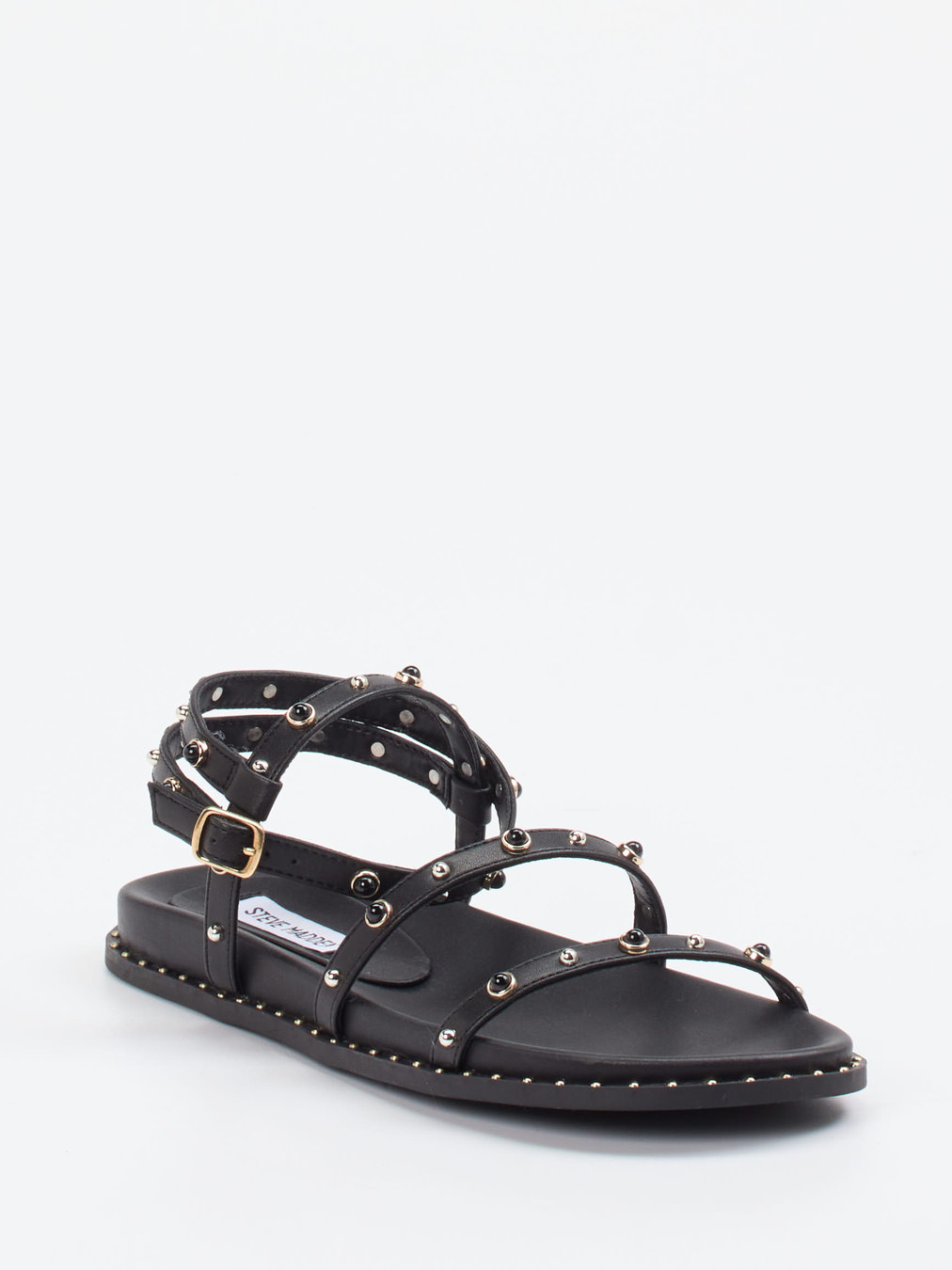 Steve Madden – Riemchensandale aus Lederimitat Schwarz