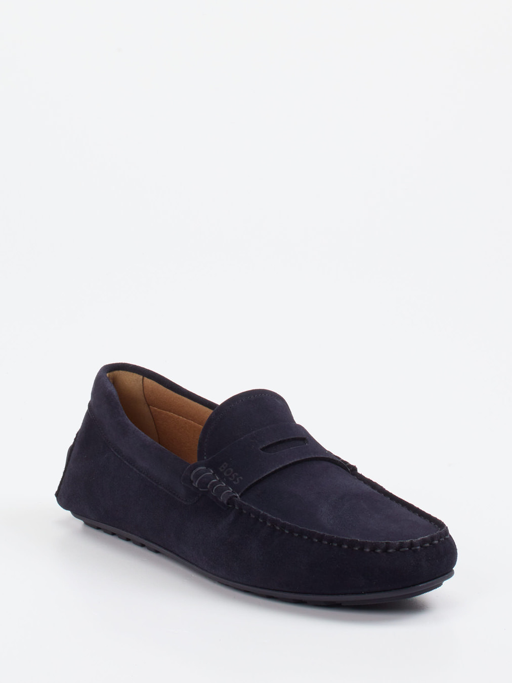 Boss – Loafer aus Veloursleder Dunkelblau