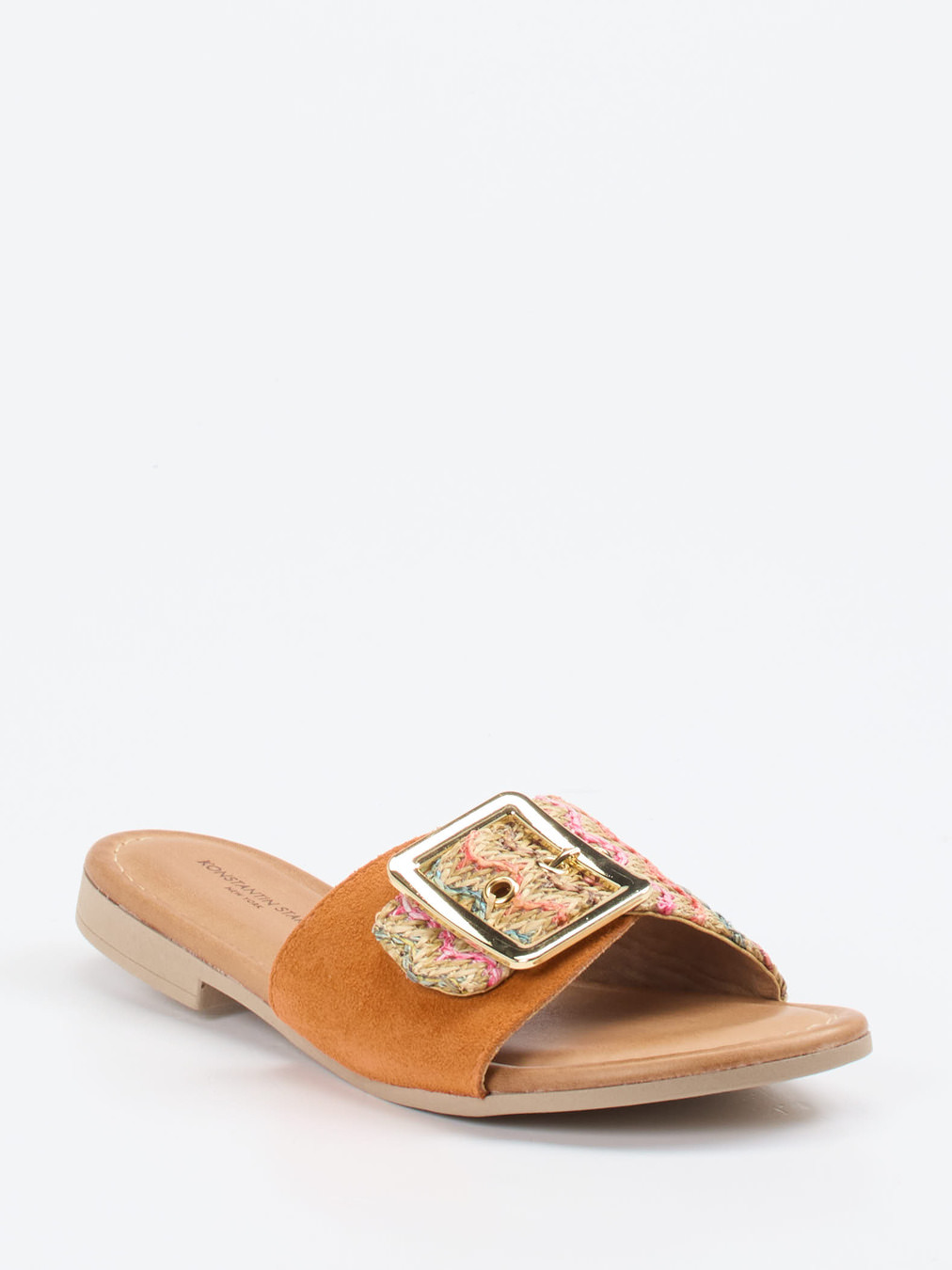 Konstantin Starke – Slides aus Veloursleder cognac-multicolor
