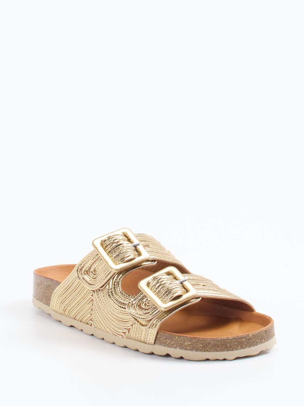 Verbenas – Zweiriemer-Pantolette aus Metallic-Synthetik goldfarben