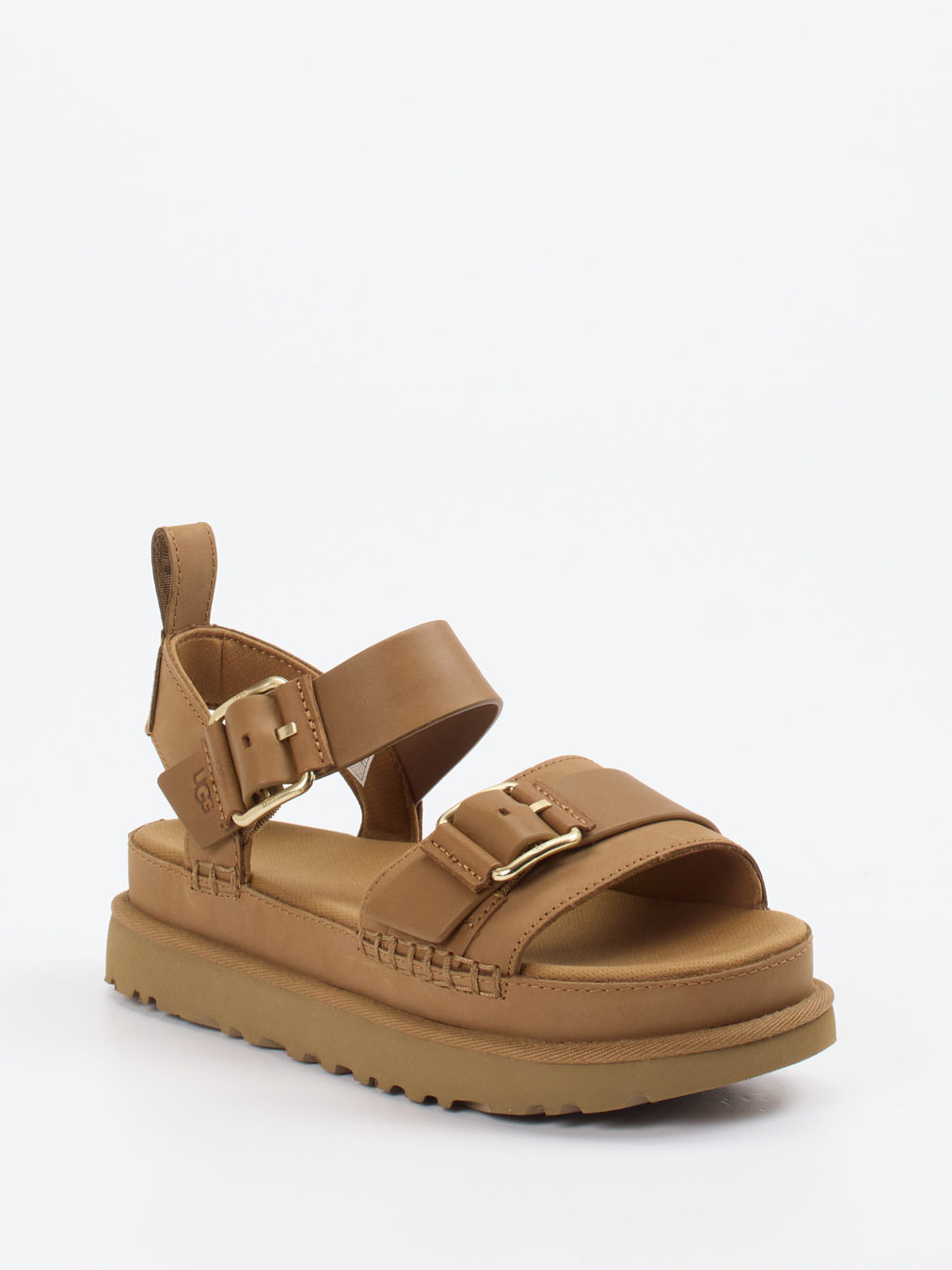 UGG – Plateau-Sandalen aus Nubukleder cognacbraun