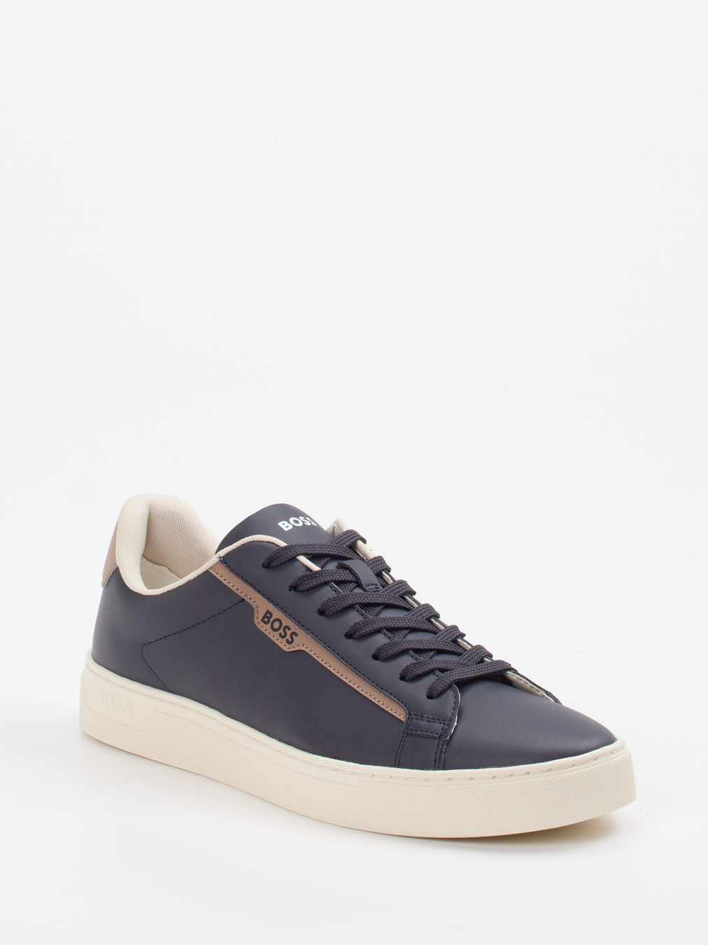 Boss – Sneaker aus Kalbleder in Dunkelblau