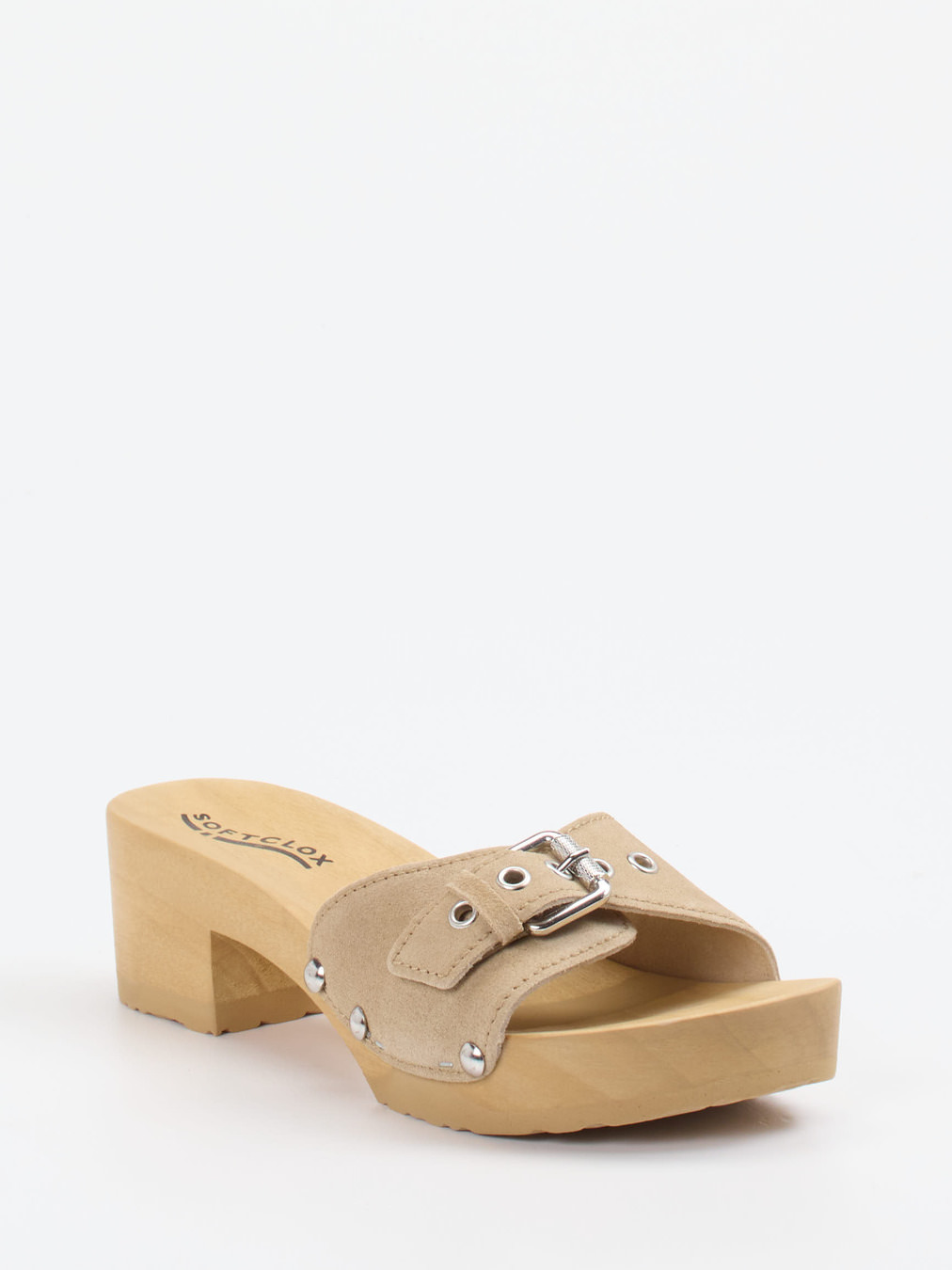 Softclox – Clogs aus Veloursleder in Beigebraun