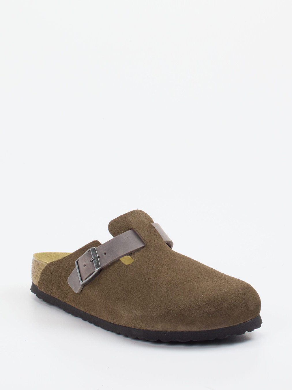 Birkenstock – Clogs aus Veloursleder Olivbraun