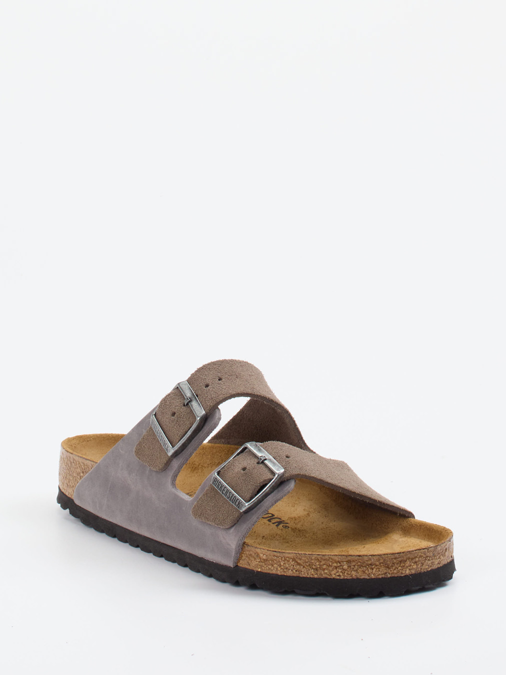 Birkenstock – Zweiriemer-Pantolette aus Veloursleder Taupe