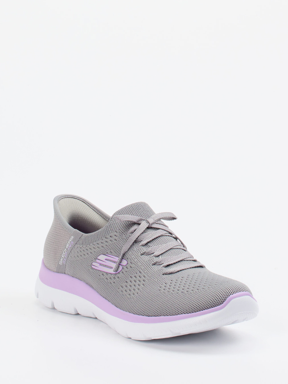 Skechers – Slip-On Sneaker aus Mesh-Textil grau