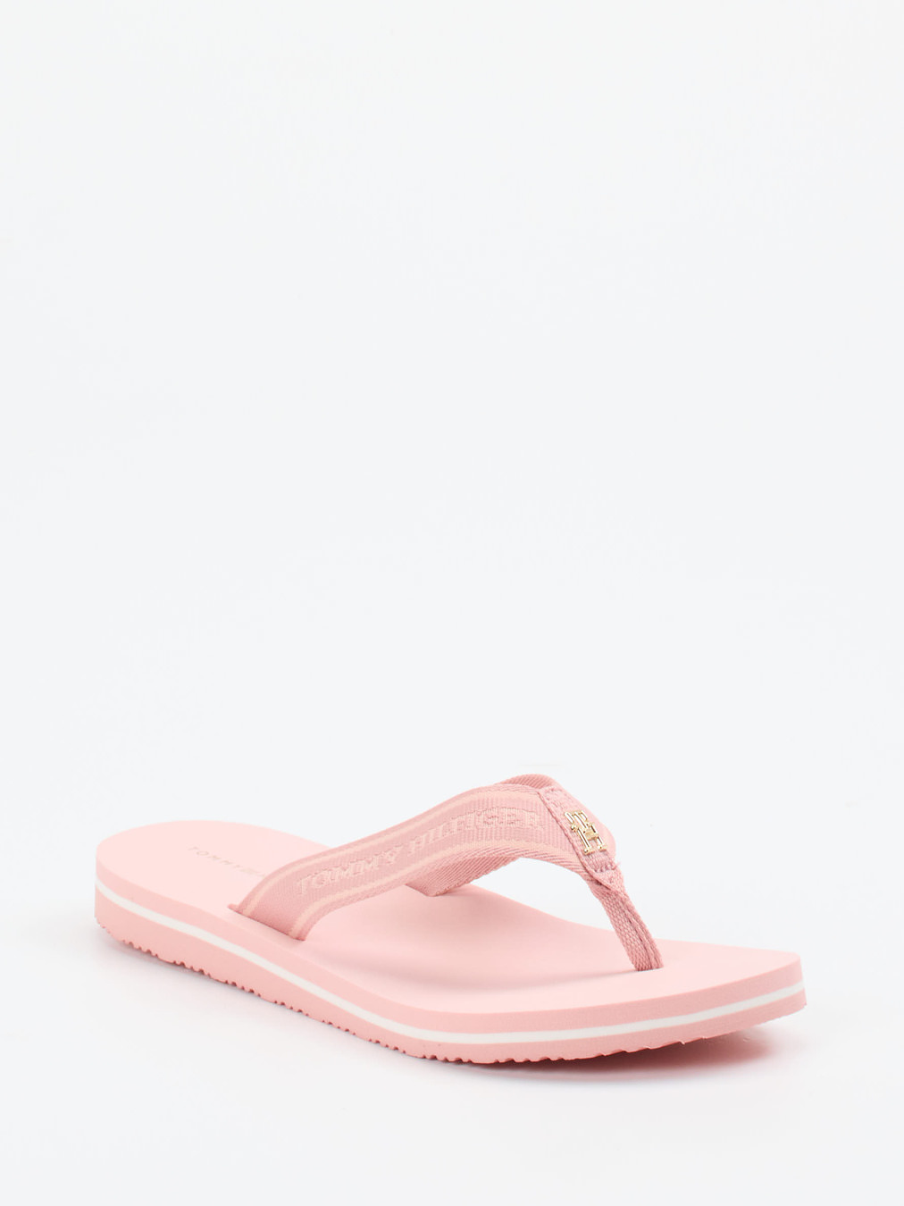 Tommy Hilfiger – Zehentrenner aus Textil in Rosa