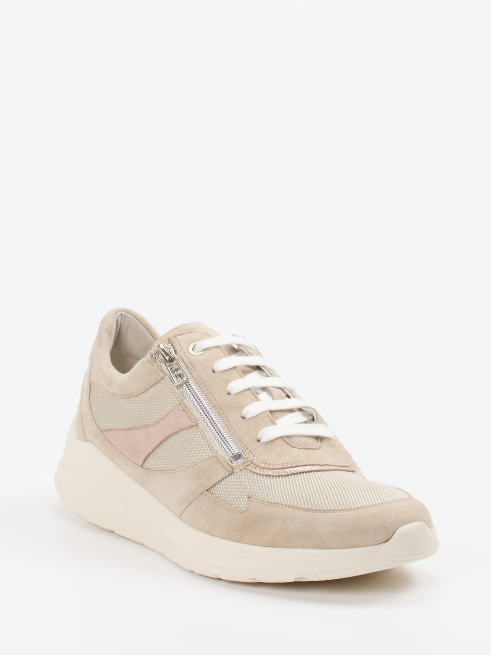 Solidus – Komfort-Sneaker aus Stretch und Veloursleder beige