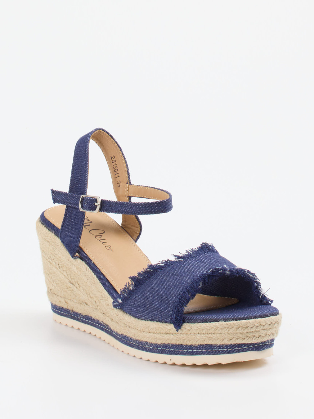 Ella Cruz – Keilsandaletten aus Denim und Jute