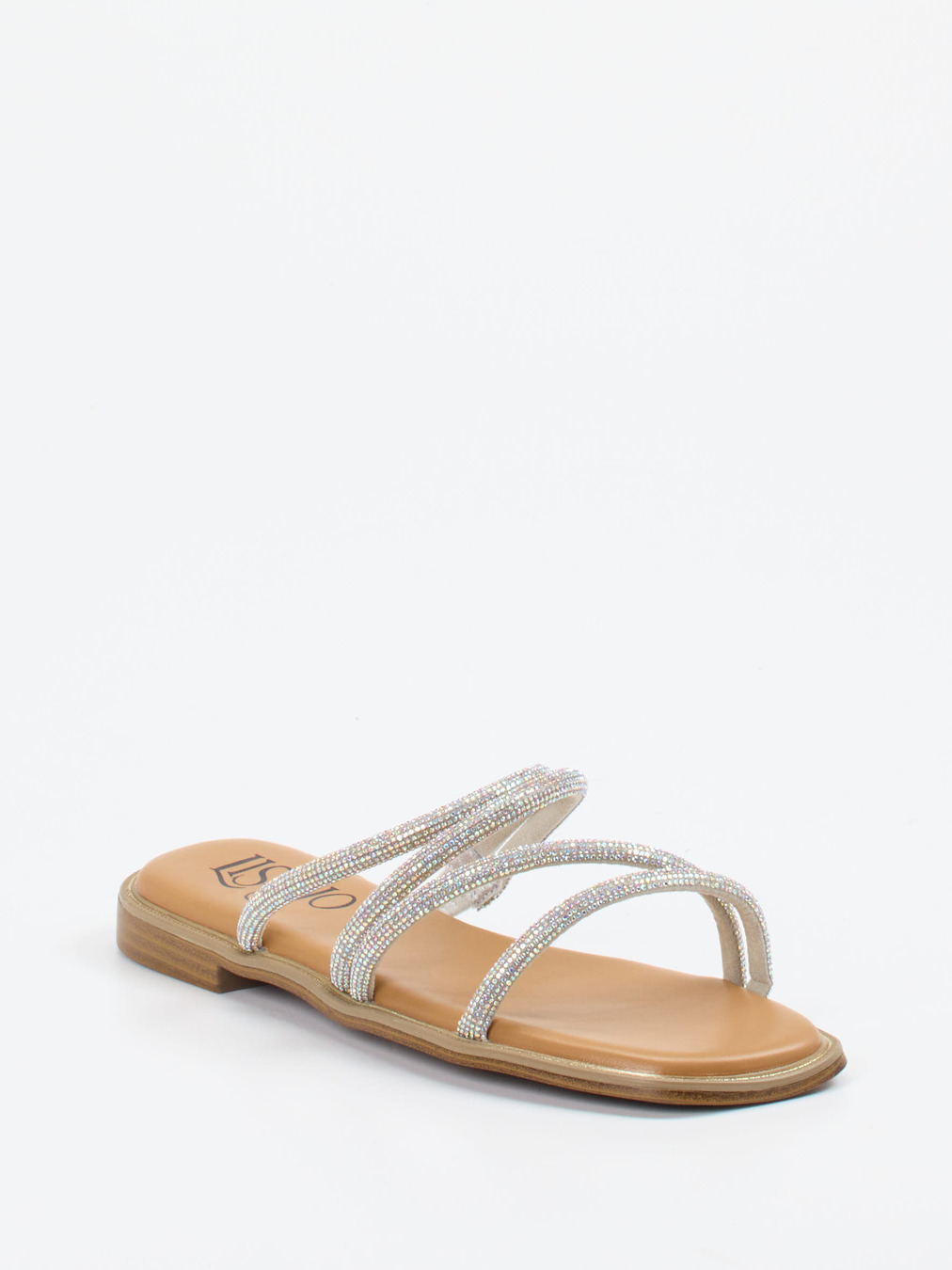 Lisa&Jo – Zehensandalen aus Metallic mit Strass