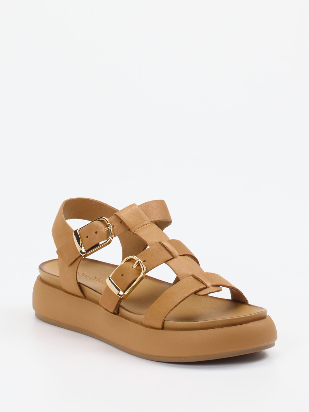 Andrea Sabatini – Plateau-Sandalen aus Kalbleder cognac
