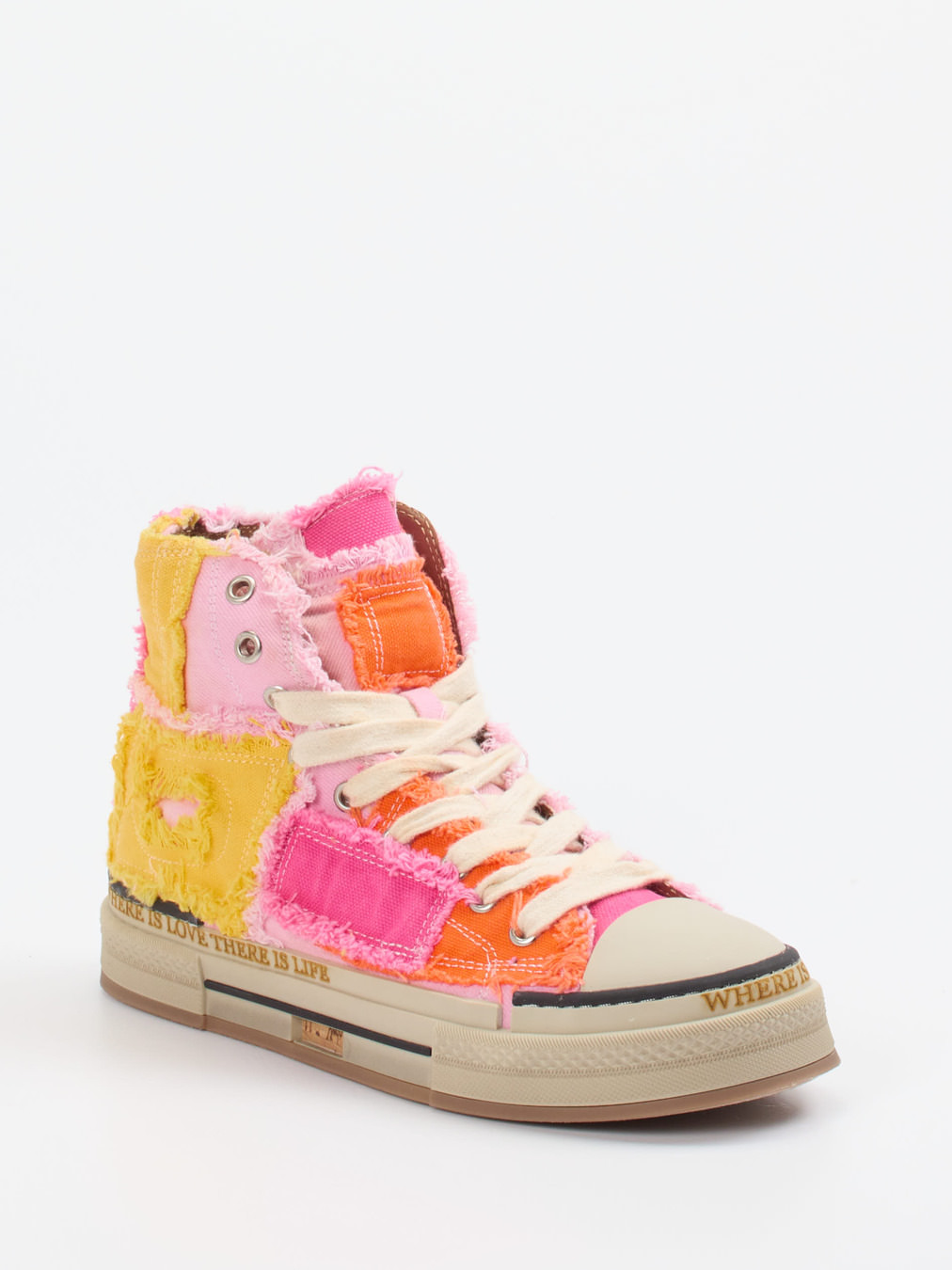 Rebecca White – High-Top Sneaker aus Textil Patchwork