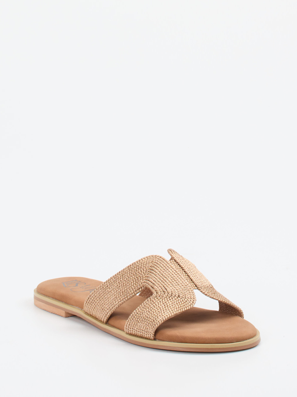 Lisa&Jo – Pantolette aus geflochtenem Textil braun
