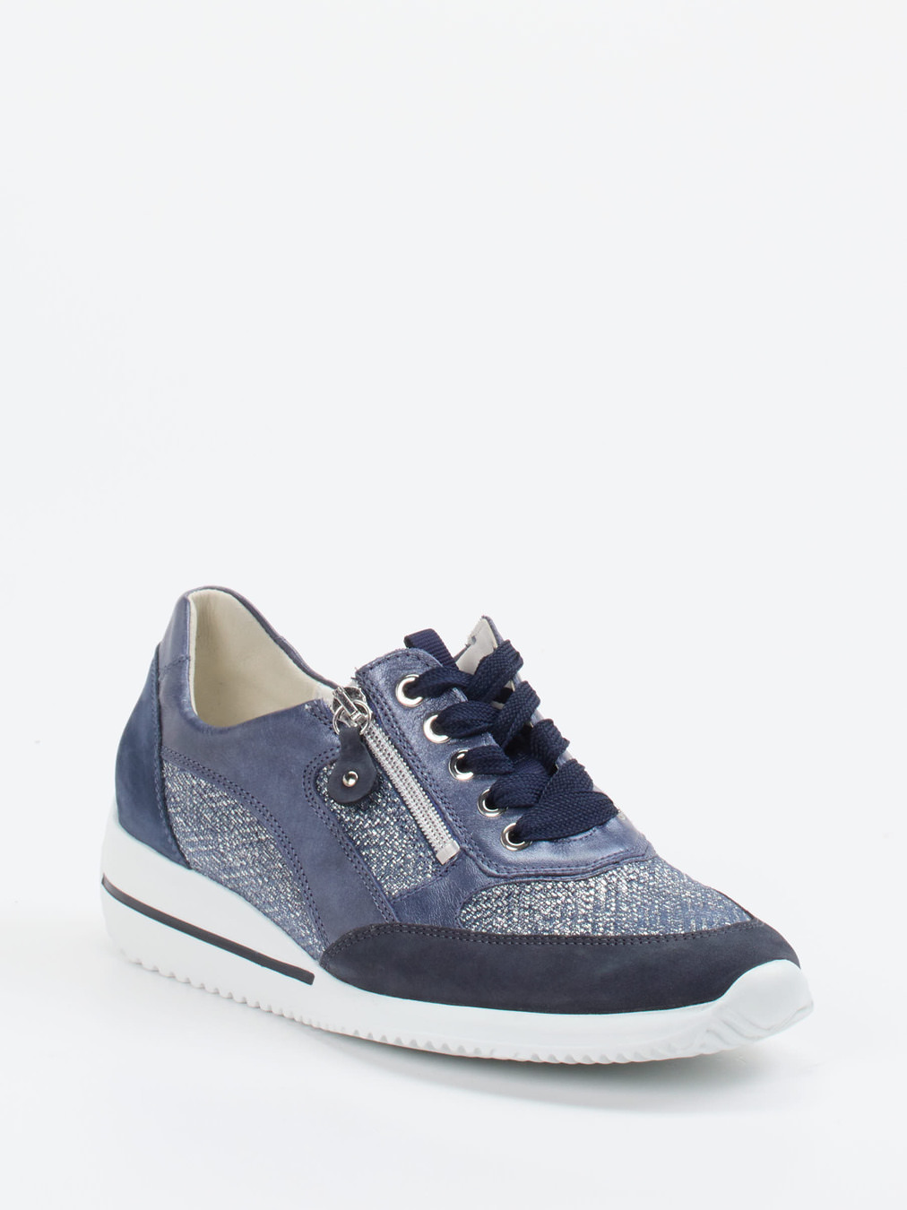 Waldläufer – Komfort-Sneaker aus geprägtem Leder blau