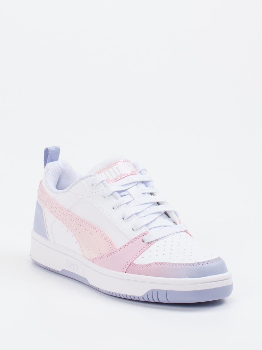 Puma – Sneaker aus Kalbleder in Weiß mit Pastell