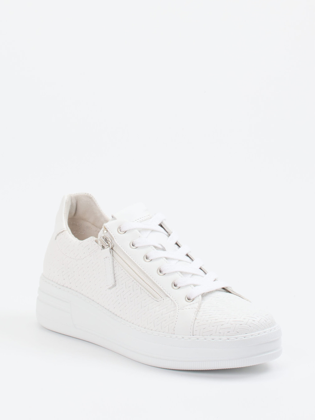 Gabor Comfort – Plateau-Sneaker aus Flechtleder Weiß