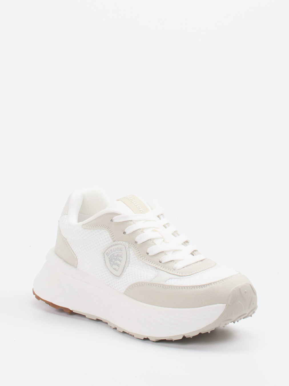 Blauer – Chunky Sneaker aus Textil und Veloursleder Offwhite