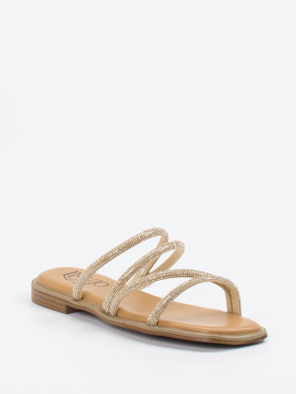 Lisa&Jo – Riemchensandale aus Metallic mit Strassbesatz