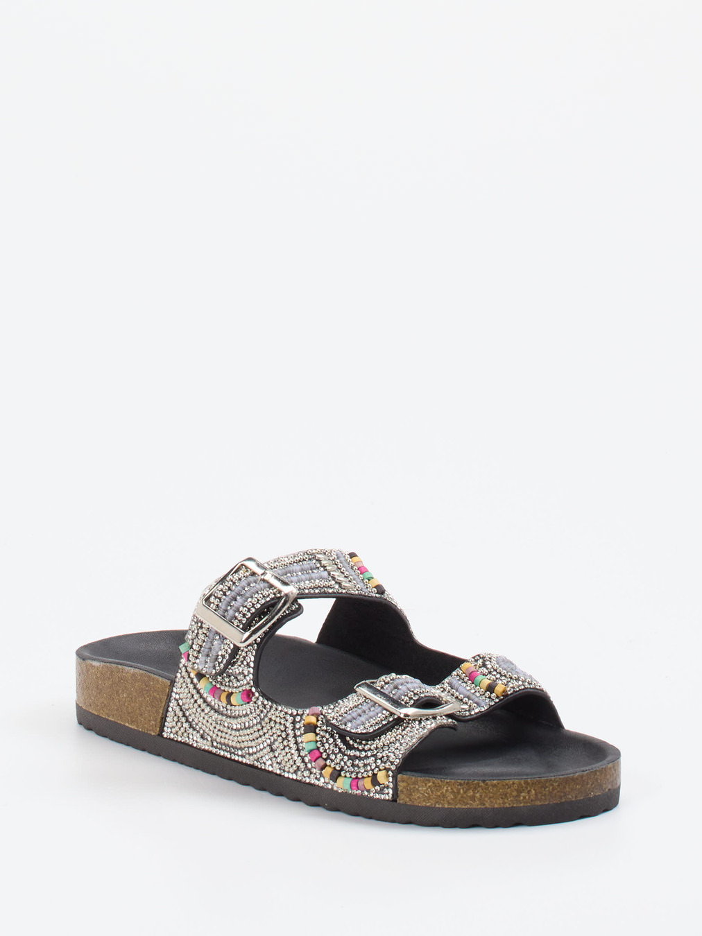 Andrea Puccini – Pantoletten aus Metallicleder Schwarz