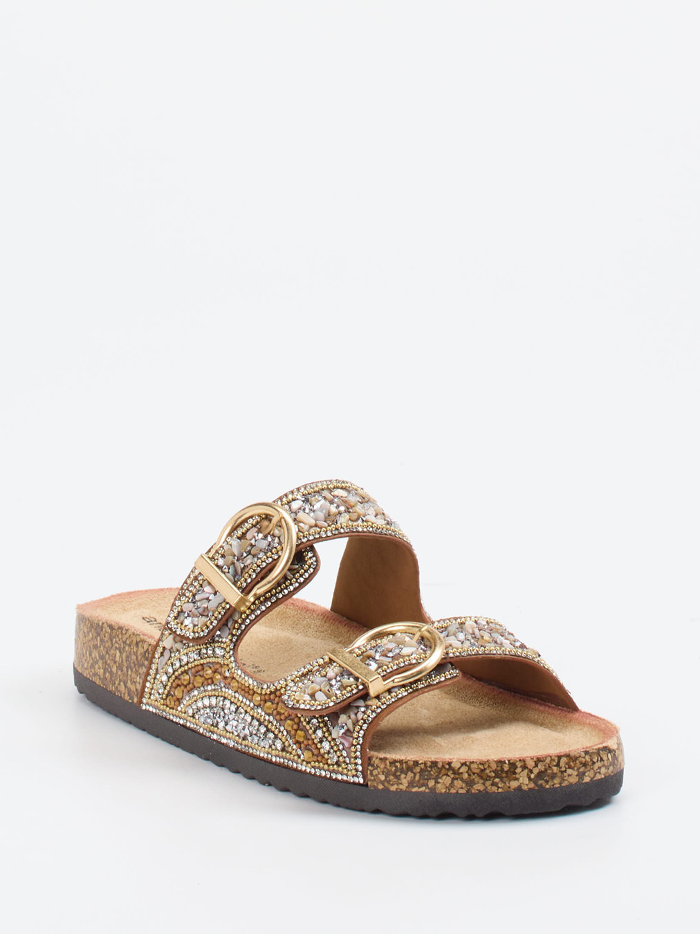 Andrea Puccini – Pantolette aus Metallic-Material in Bronzebraun