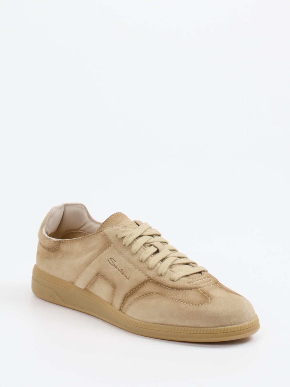 Santoni – Sneaker aus Veloursleder sandbeige