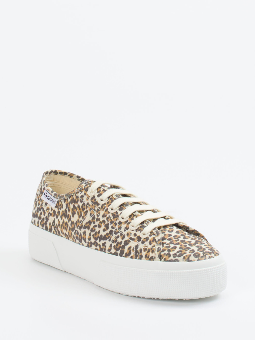 Superga – Plateau-Sneaker aus Textil mit Leo-Print
