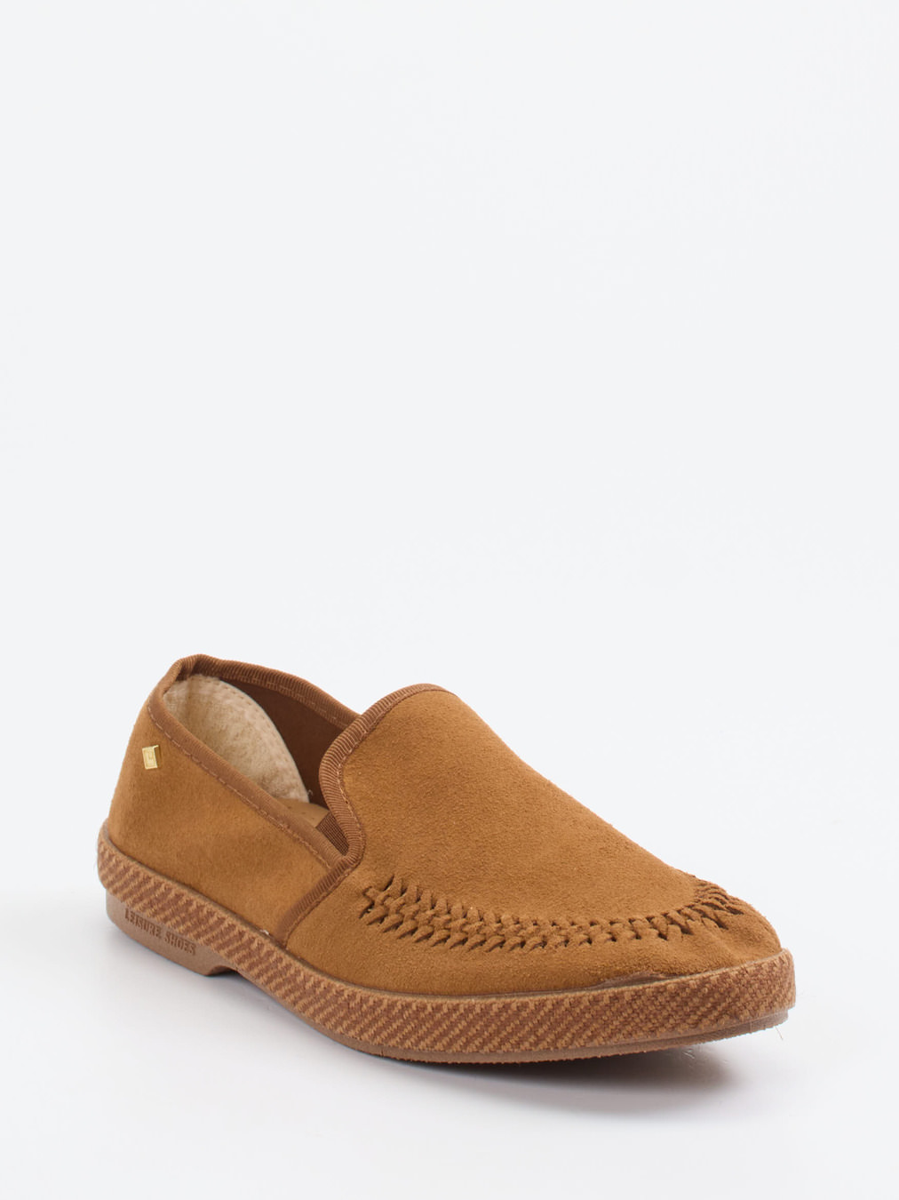Rivieras – Mokassin-Slipper aus Veloursleder braun