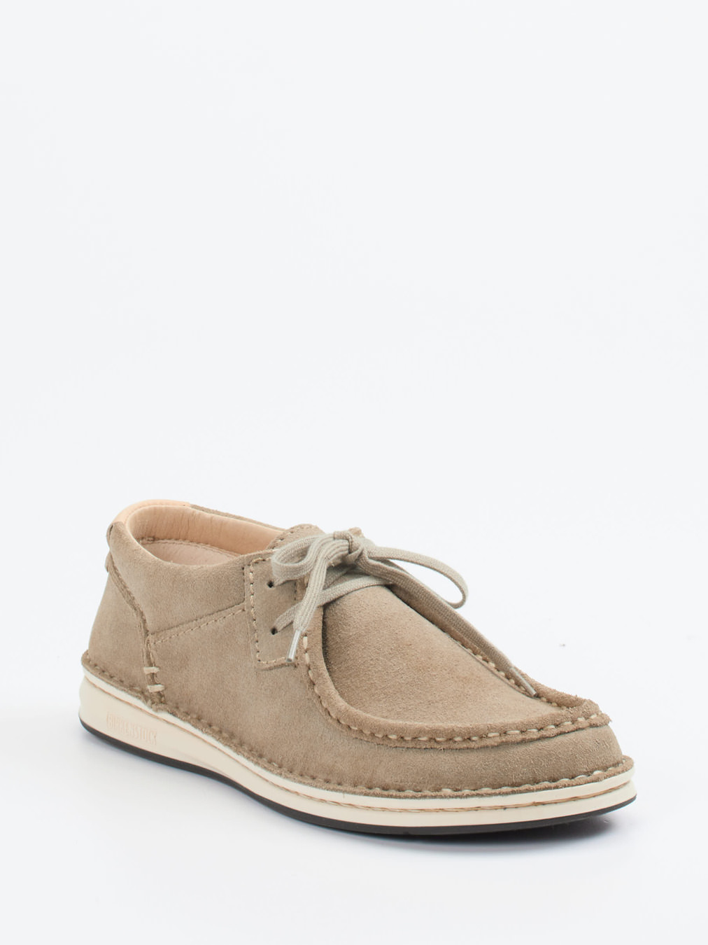 Birkenstock – Schnürschuh aus Veloursleder beigebraun