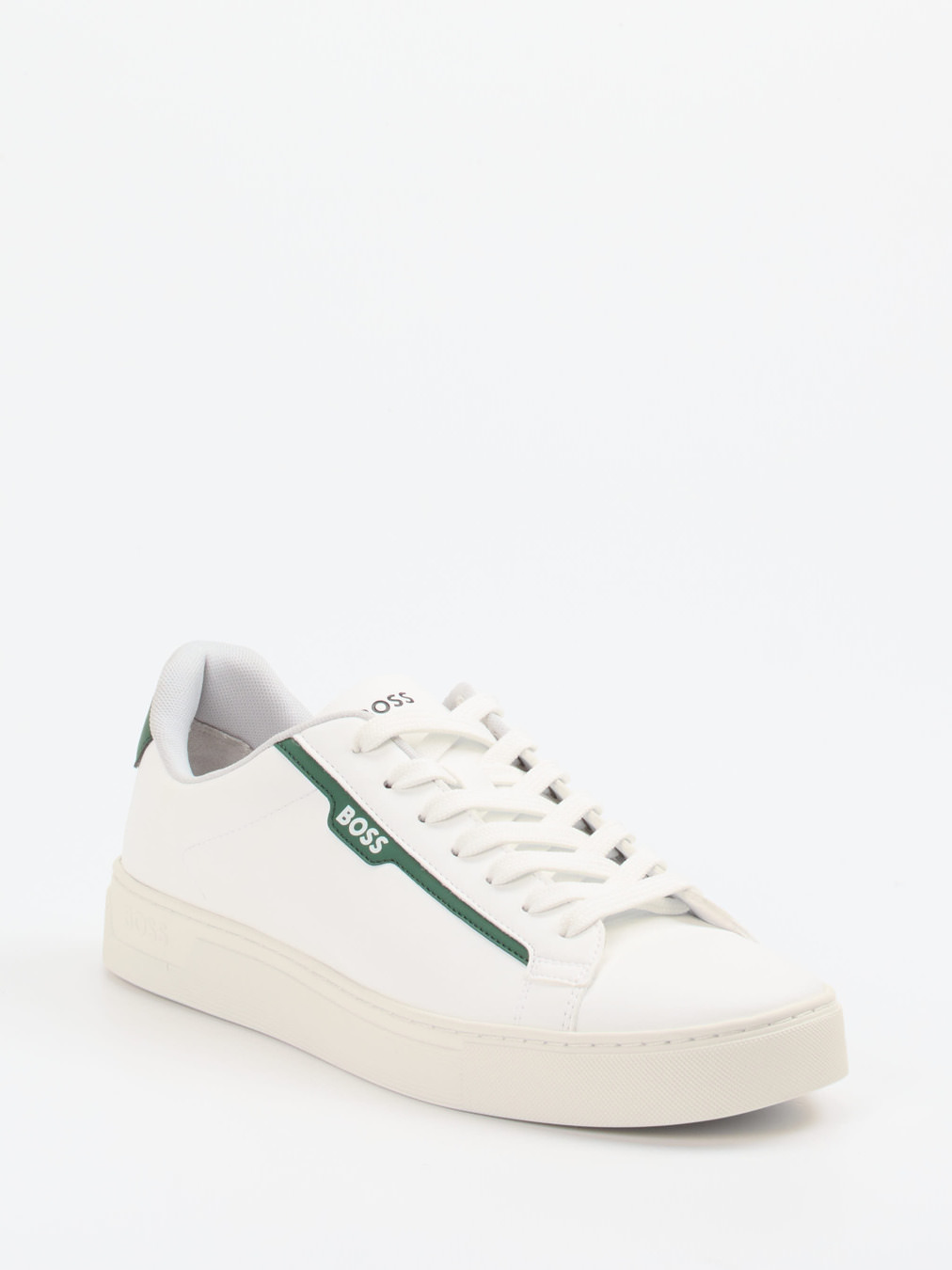 Boss – Low-Top Sneaker aus Kalbleder Off-White
