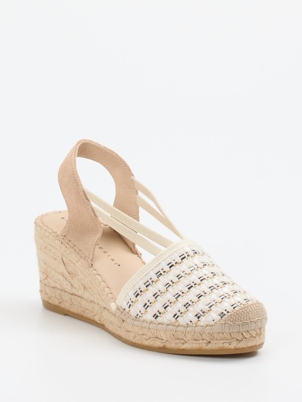 Andrea Puccini – Keilsandalette aus Textil und Jute Beige