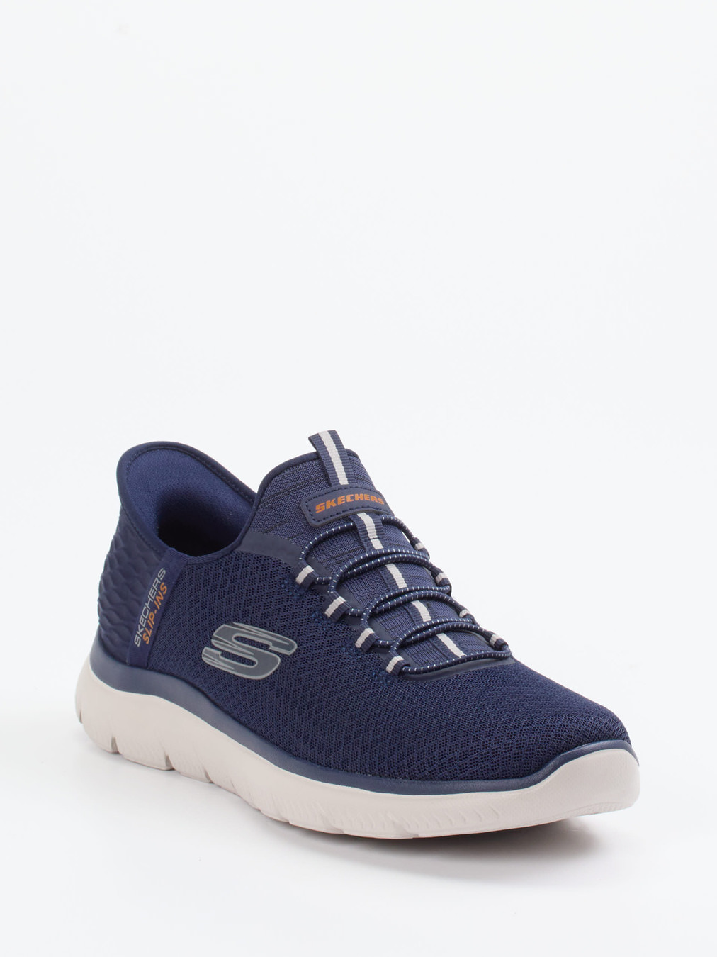 Skechers – Slip-On Sneaker aus Mesh-Textil blau