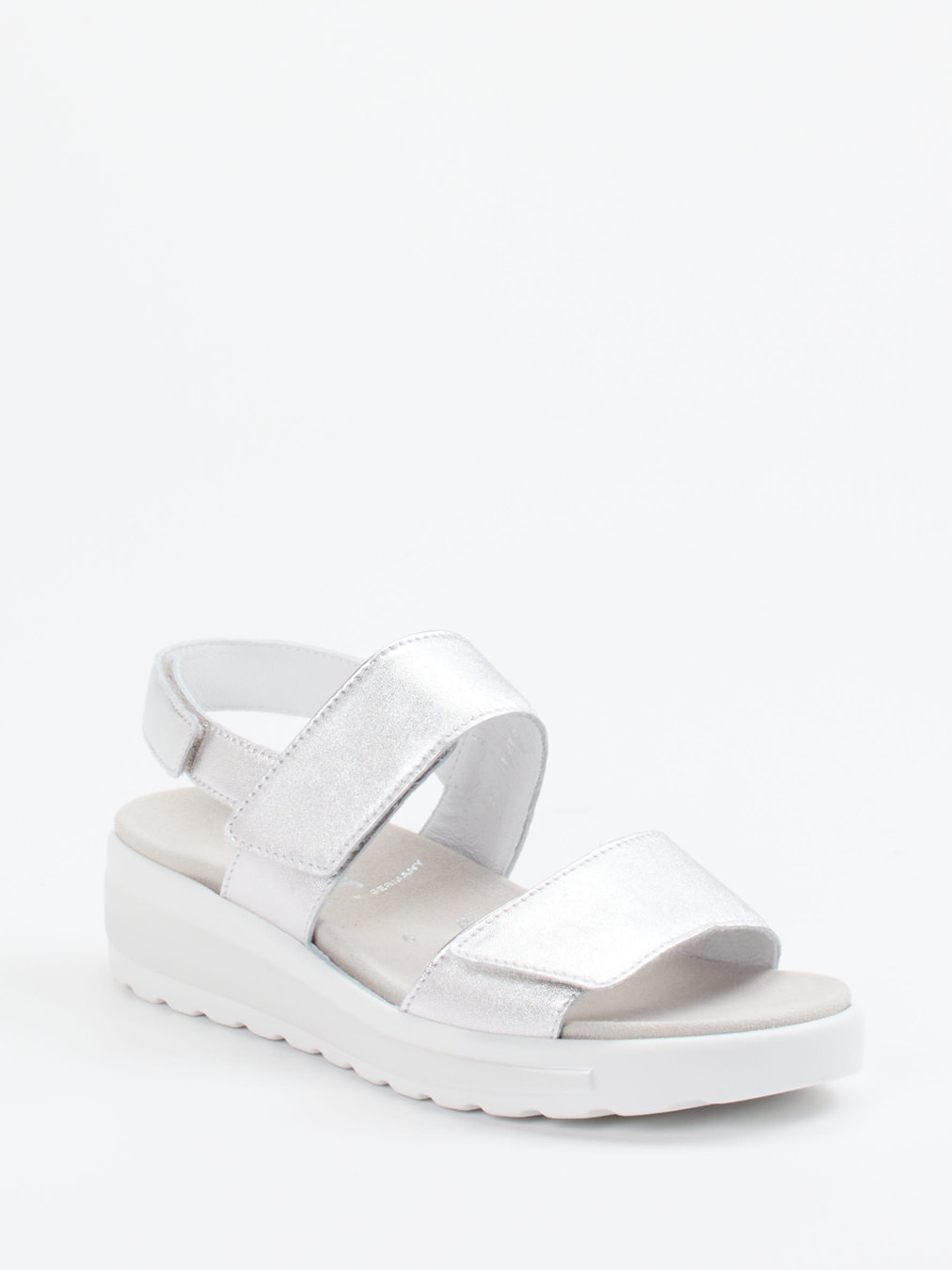 Semler – Komfort-Sandalen aus Metallicleder silber