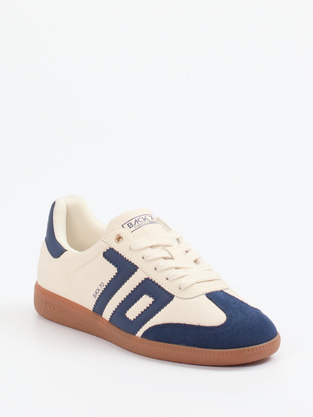 Back 70 – Retro-Sneaker aus Velour/Leder cremeweiß