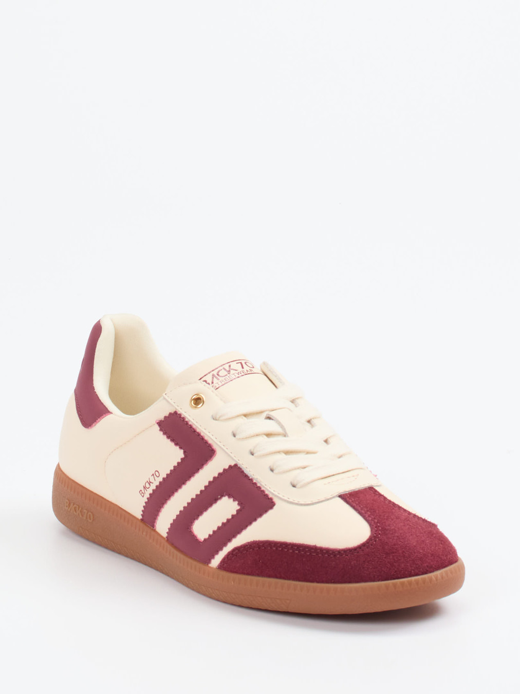 Back 70 – Retro-Sneaker aus Velour/Leder cremeweiß