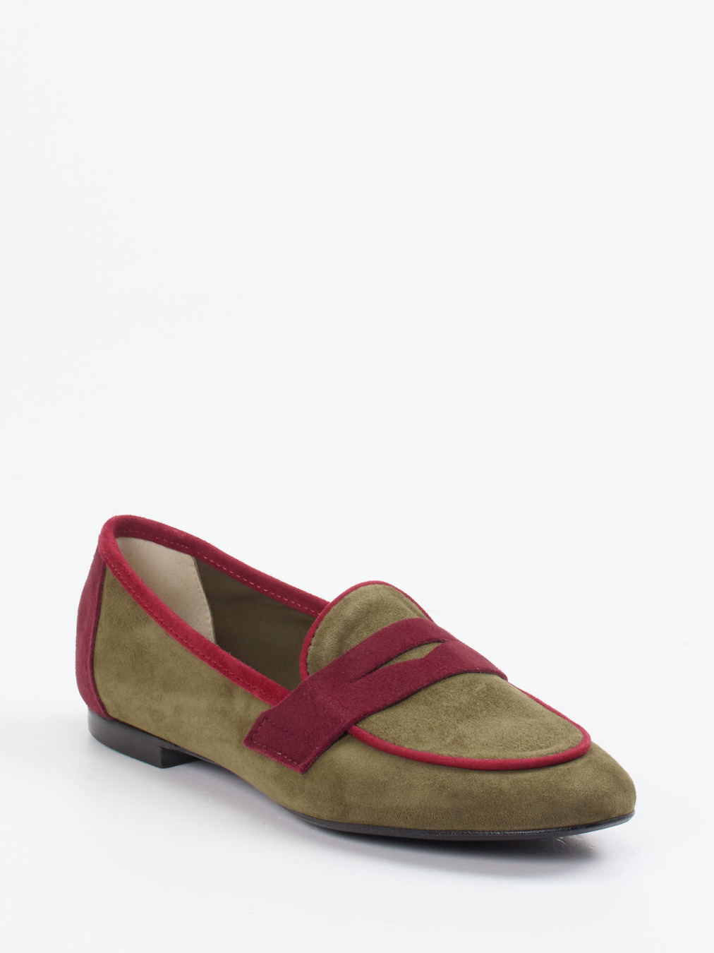Andrea Puccini – Loafer aus Veloursleder Olivgrün